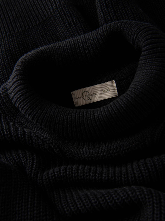 Men's classic cotton turtleneck sweater - black V4 OM-SWTN-0162