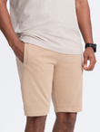 BASIC men's cotton sweatshorts - beige V6 OM-SRBS-0149
