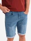 Men's denim shorts with rolled up leg - blue V2 OM-SRDS-0164