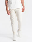 BASIC men's cotton sweatpants joggers - cream V5 OM-PABS-0174