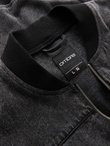Men's denim bomber jacket with stone wash effect - black V2 OM-JADJ-0163