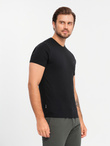 Męska koszulka z okrągłym dekoltem i logotypem SLIM FIT – czarna V3 OM-TSCT-0220