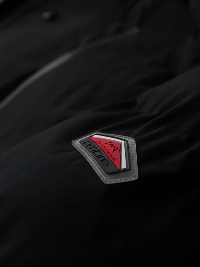 Men's winter jacket with detachable hood in waterproof material - black V3 OM-JAHP-0306