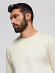 BASIC men's sweatshirt with round neckline - cream V11 OM-SSBN-0175