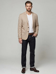 Elegancka męska marynarka SLIM FIT z rayonem – beżowa V2 OM-BLZB-0135