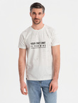 Męski t-shirt z nadrukiem i okrągłym dekoltem – biały V1 OM-TSFP-0187