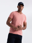 BASIC men's classic cotton tee-shirt with a v-neck - pink V7 OM-TSBS-0145