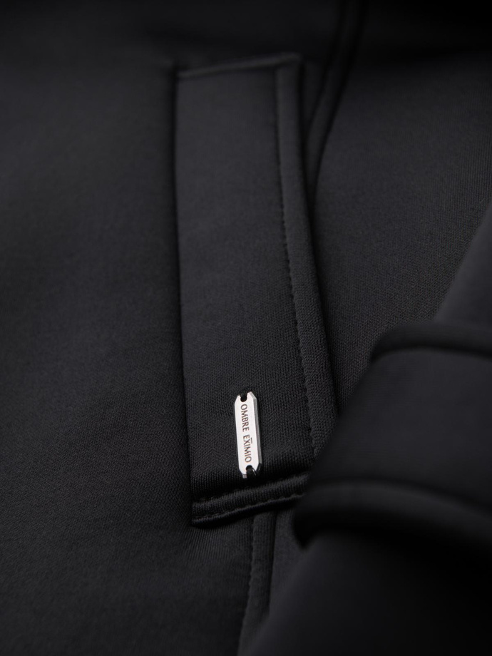 Men's insulated coat with hood and concealed zipper - black V1 OM-COWC-0110