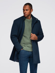Men's tailored structured coat with high collar - navy blue V2 OM-COWC-0136