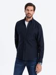 Men's cotton oxford shirt with REGULAR pocket - navy blue V5 OM-SHOS-0108