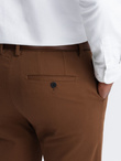 Spodnie męskie chino SLIM FIT z delikatną teksturą - karmelowe V3 OM-PACP-0190